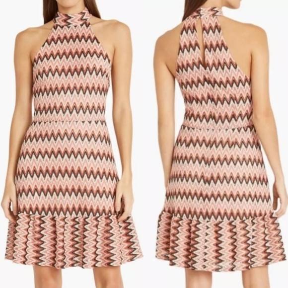 Donna Morgan Retro Maggy Chevron Stripe Zig Zag Print Sleeveless Dress Sz 10 New - Picture 1 of 13